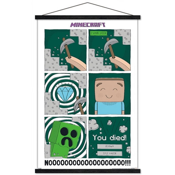 Minecraft - Simple Comic Steve Creeper Wall Poster with Magnetic Frame, 22.375" x 34"