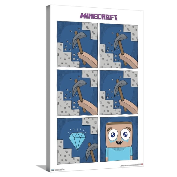 Minecraft - Simple Comic Steve Cry Canvas Wall Poster, 22.375" x 34"