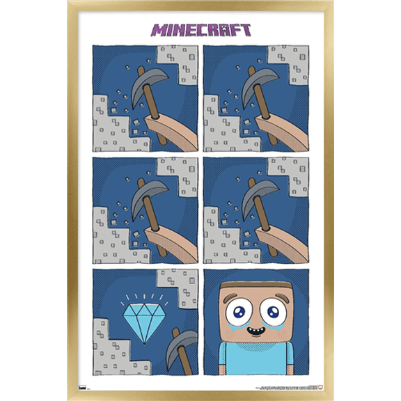 Minecraft - Simple Comic Steve Cry Wall Poster, 22.375" x 34" Framed