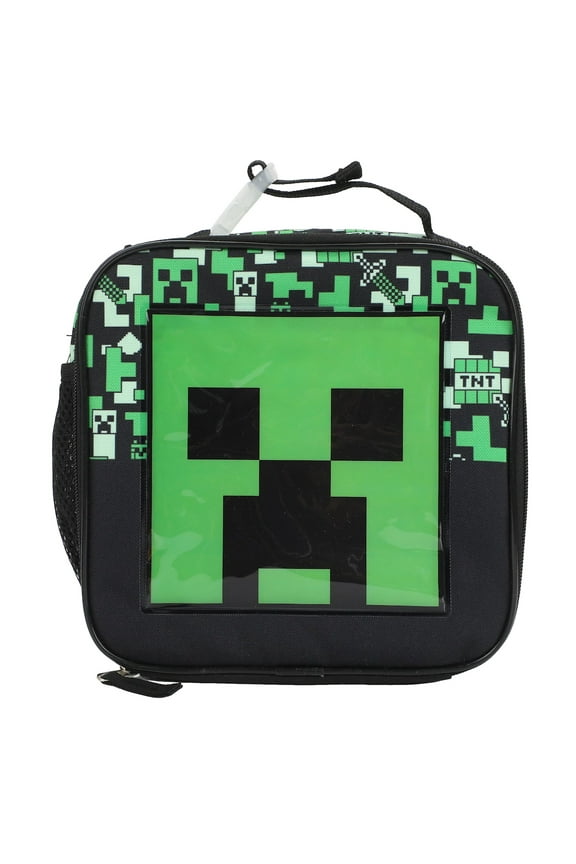 Minecraft Square Insulated Lunchbox with Mesh Side Pocket
