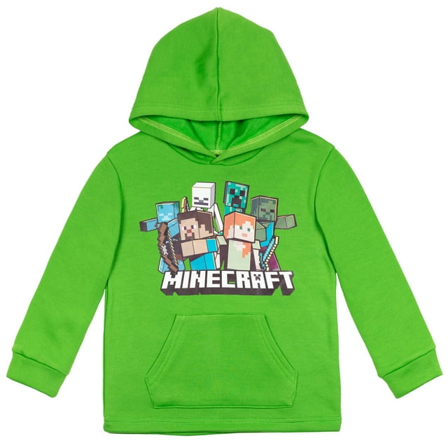 Minecraft Steve Alex Mobs Little Boys Fleece Pullover Hoodie Little Kid ...