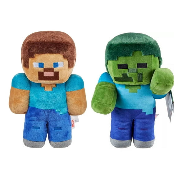 Minecraft Steve and Zombie 8" Plush Set