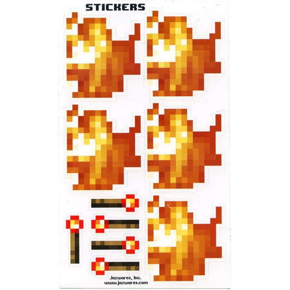 Minecraft Sticker Set Papercraft (Fire & Torch) (Single Piece)