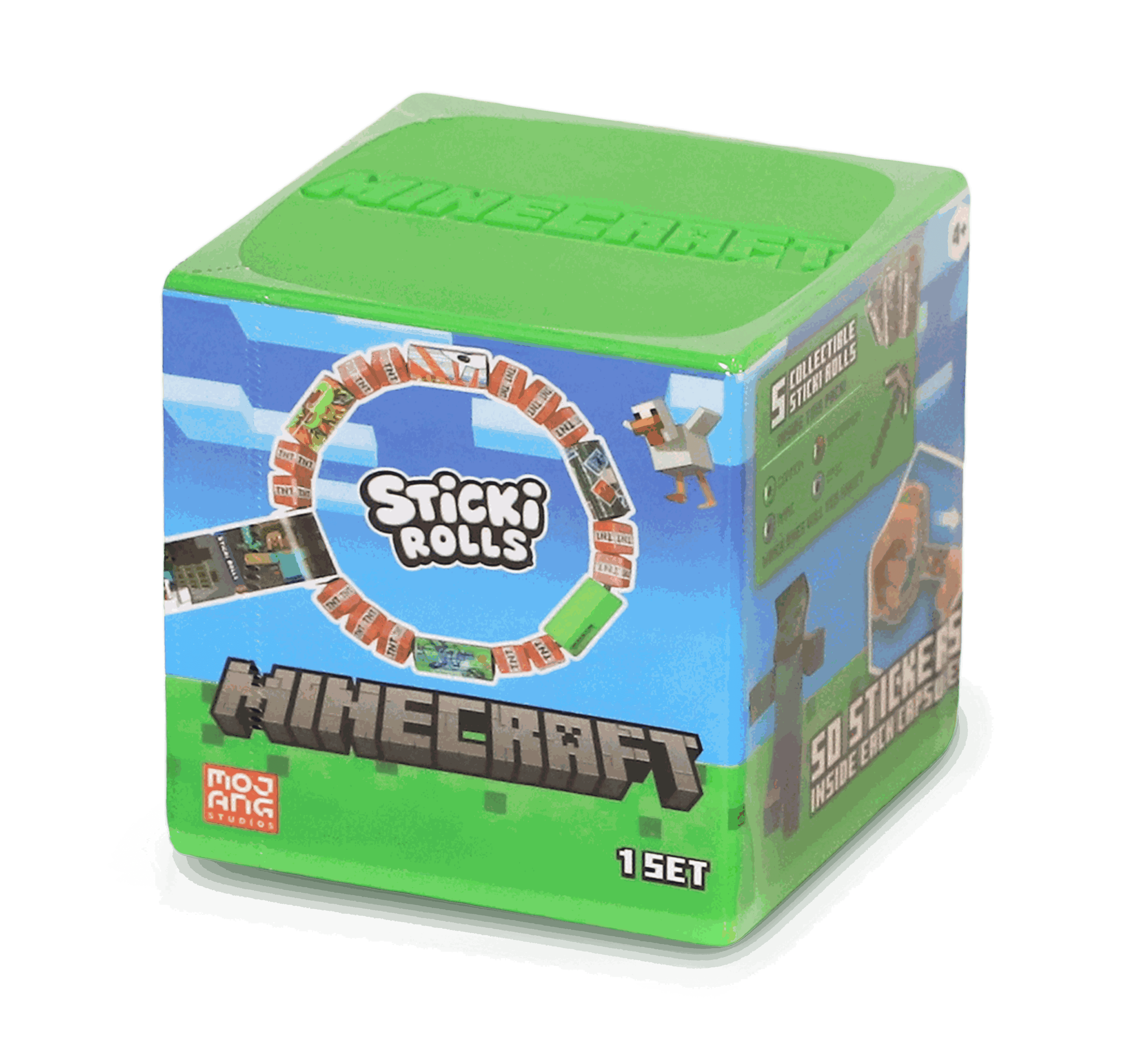 Minecraft Sticki Rolls Collectible Mystery Capsule Wearable & Shareable Sticker Wristband with 50 Minecraft Stickers -Officially Licensed Minecraft Sticki Rolls by Sky Castle