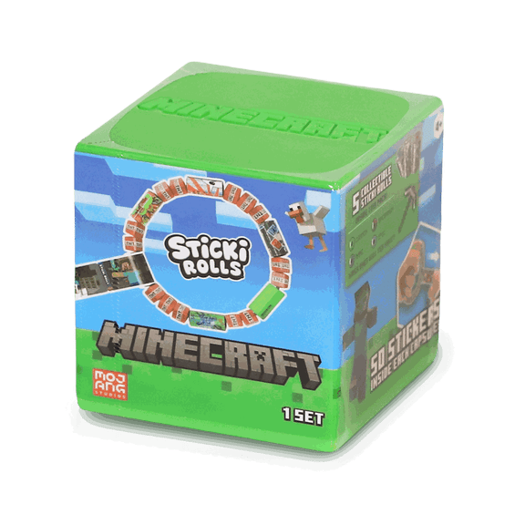 Minecraft Sticki Rolls Collectible Mystery Capsule Wearable & Shareable Sticker Wristband with 50 Minecraft Stickers -Officially Licensed Minecraft Sticki Rolls by Sky Castle