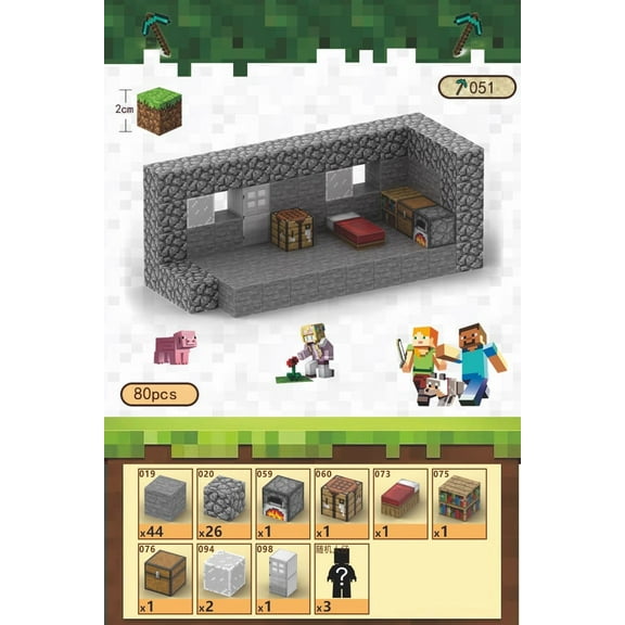 Minecraft Stone Hut Magnetic Block Birthday Gift -80 yuan [Plus 3 kids]