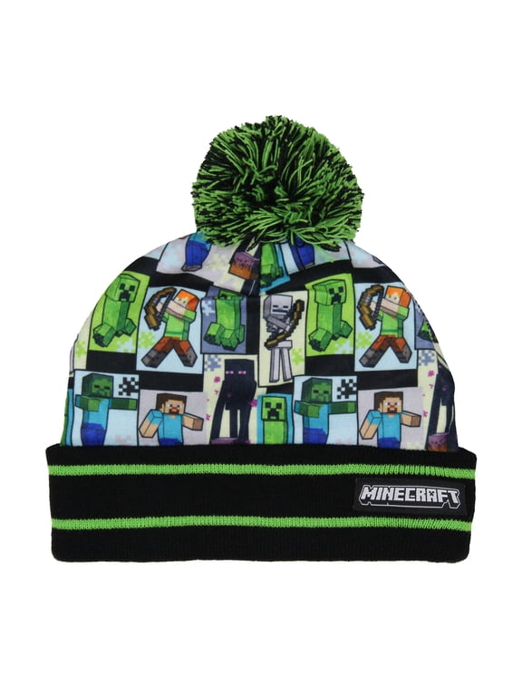 Sublimated Character Graphic Kid's Novelty Knit Cuff Pom Pom Beanie Winter Hat Cold Weather Cap OSFM