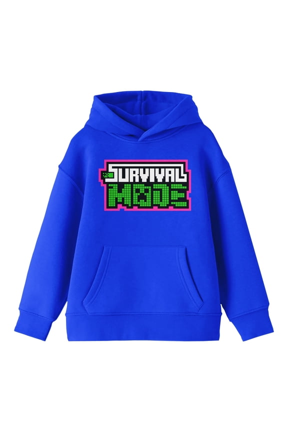 Minecraft Survival Mode Boy's Royal Blue Sweatshirt-Large