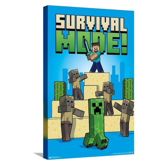 Minecraft - Survival Mode Canvas Wall Poster, 14.725" x 22.375"