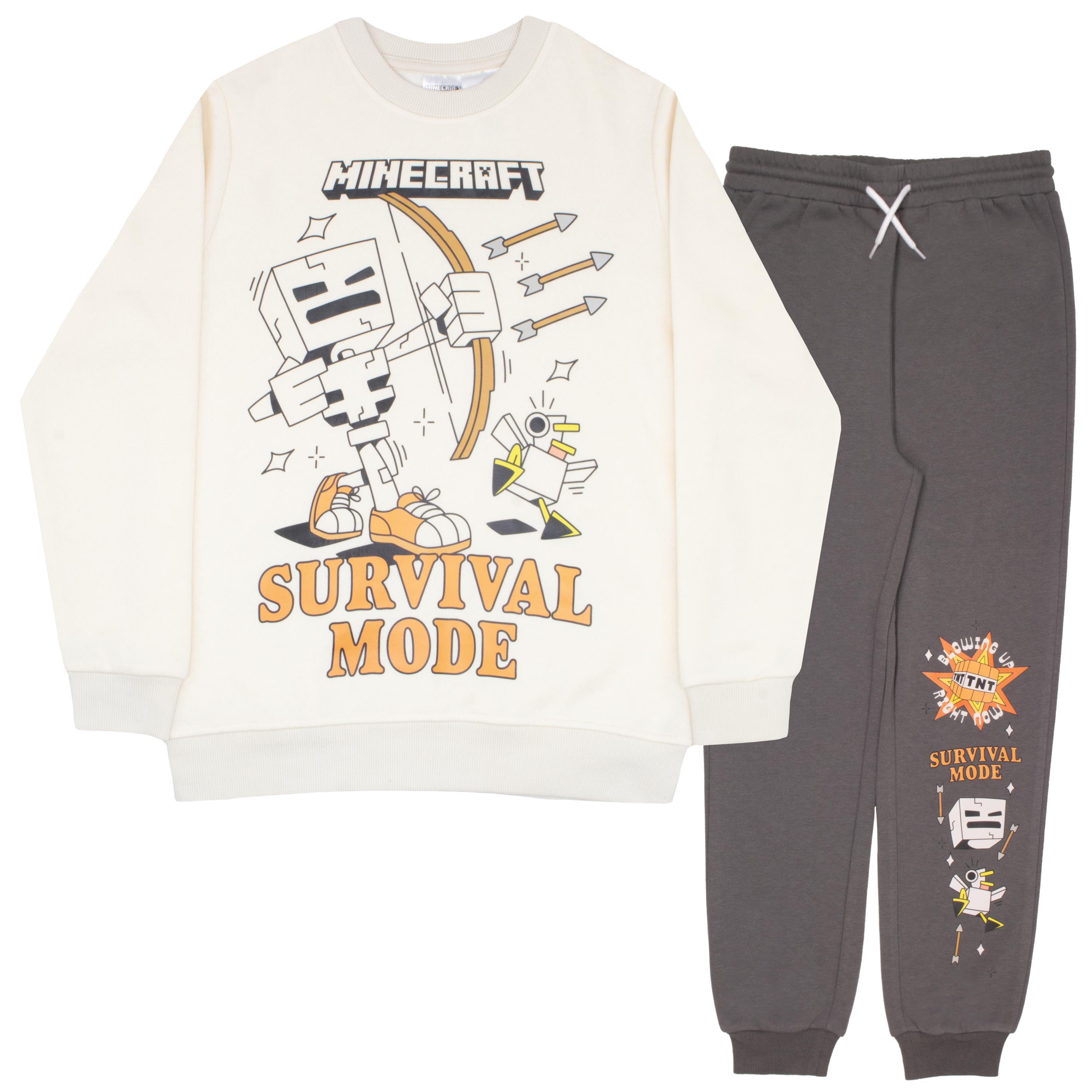 Minecraft Survival Mode Creeper Boy's 2-Piece Fleece Long-Sleeved Shirt and Pants Set - Crewneck Sweatshirt and Joggers Bundle for Kids (Size 2T-12) - Walmart.com