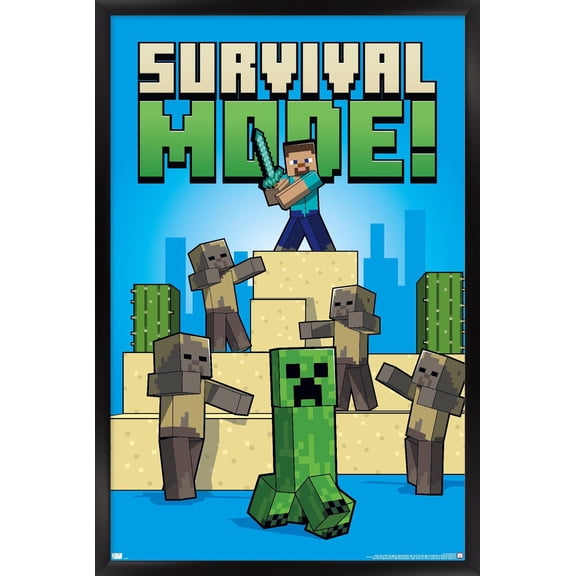 Minecraft - Survival Mode Wall Poster, 22.375" x 34" Framed