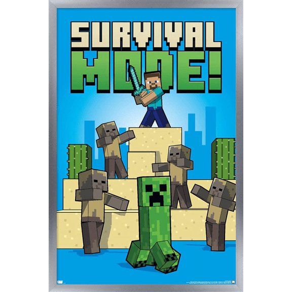 Minecraft - Survival Mode Wall Poster, 22.375" x 34" Framed
