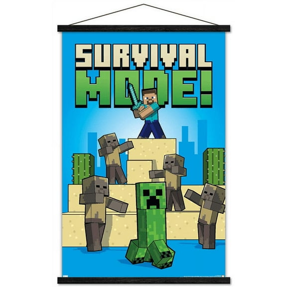 Minecraft - Survival Mode Wall Poster with Magnetic Frame, 22.375" x 34"