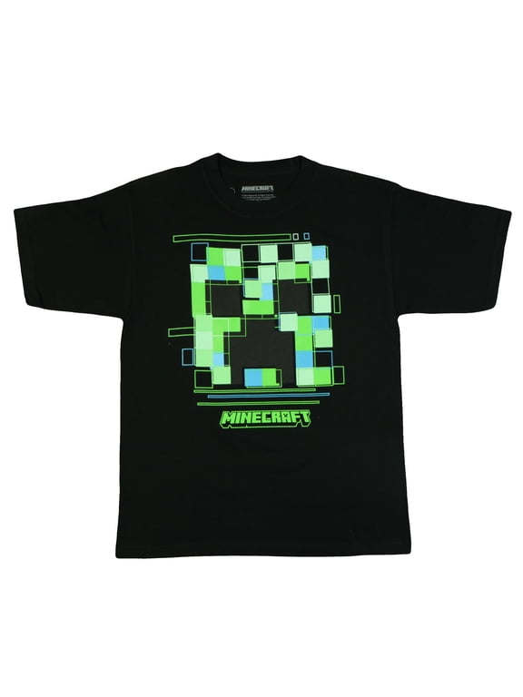 Minecraft T-Shirt Boys' Pixelated Face Design Kids Short Sleeve Tee
