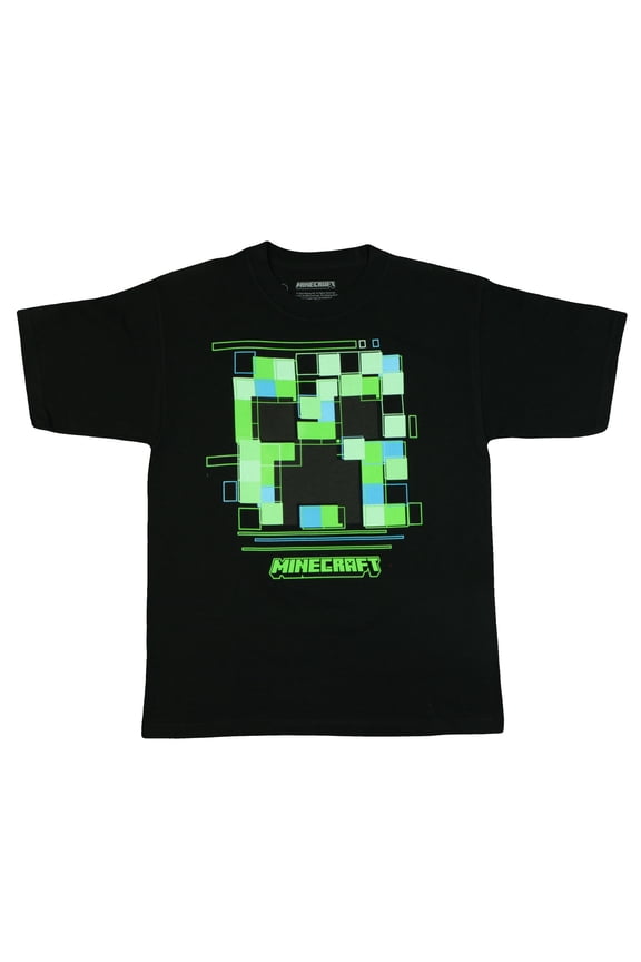 Minecraft T-Shirt Boys' Pixelated Face Design Kids Short Sleeve Tee
