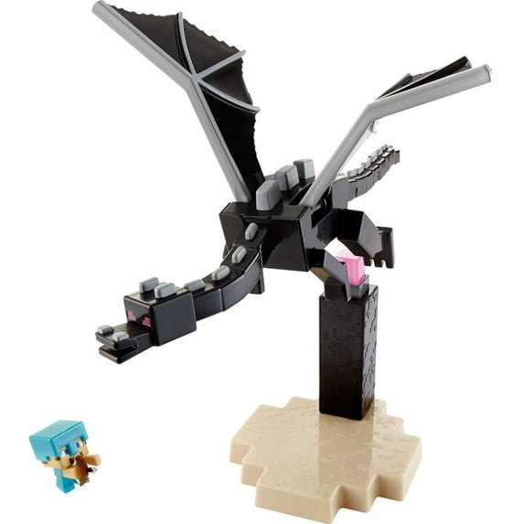 Minecraft The End Figures 2-Pack, Exclusive The End Dragon and Steve PickAxe