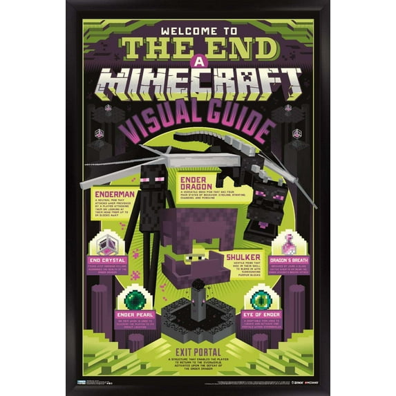 Minecraft - The End Wall Poster, 14.725" x 22.375", Framed