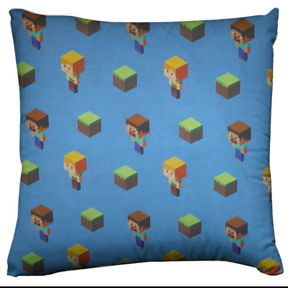 Minecraft Themed Decorative Throw Pillow/Sham Cushion Cover Alex Steve  Dirt Blocks