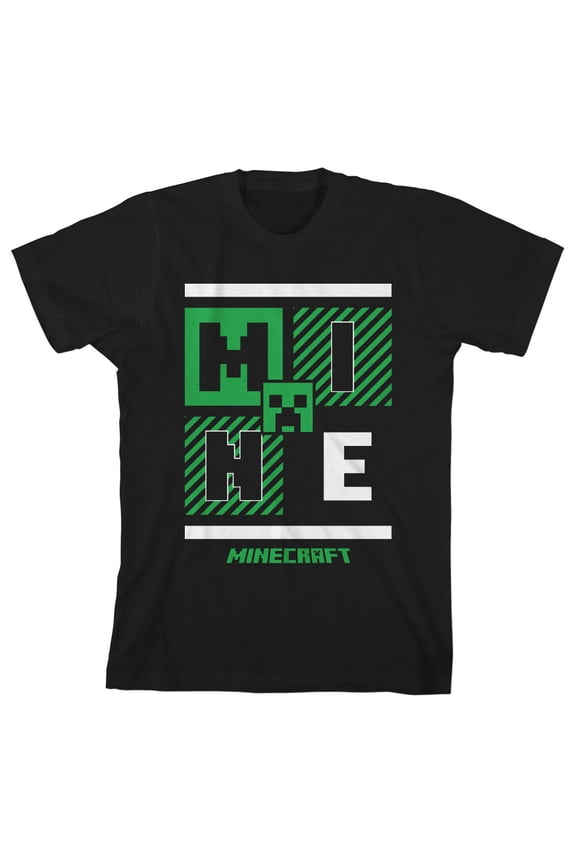 Minecraft Title Logo Youth Black Graphic Tee-Medium