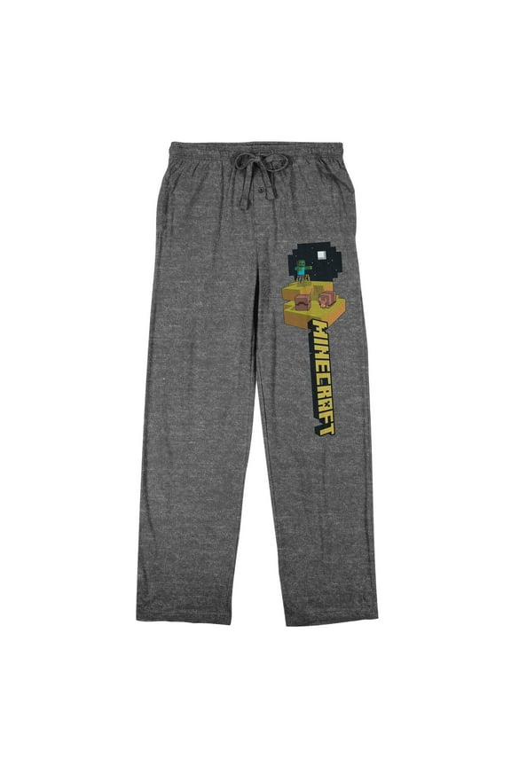 Minecraft Title Scene Men's Heather Gray Sleep Pajama Pants