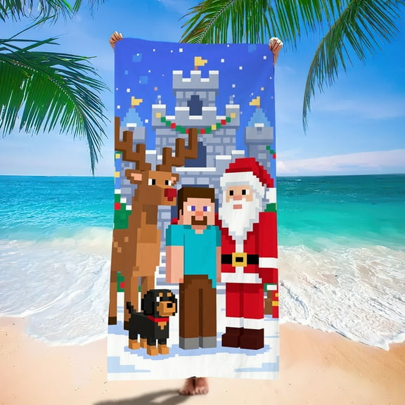 Minecraft Towel for Boys – Plush Microfiber 28x55 – Creeper and Pixel Design