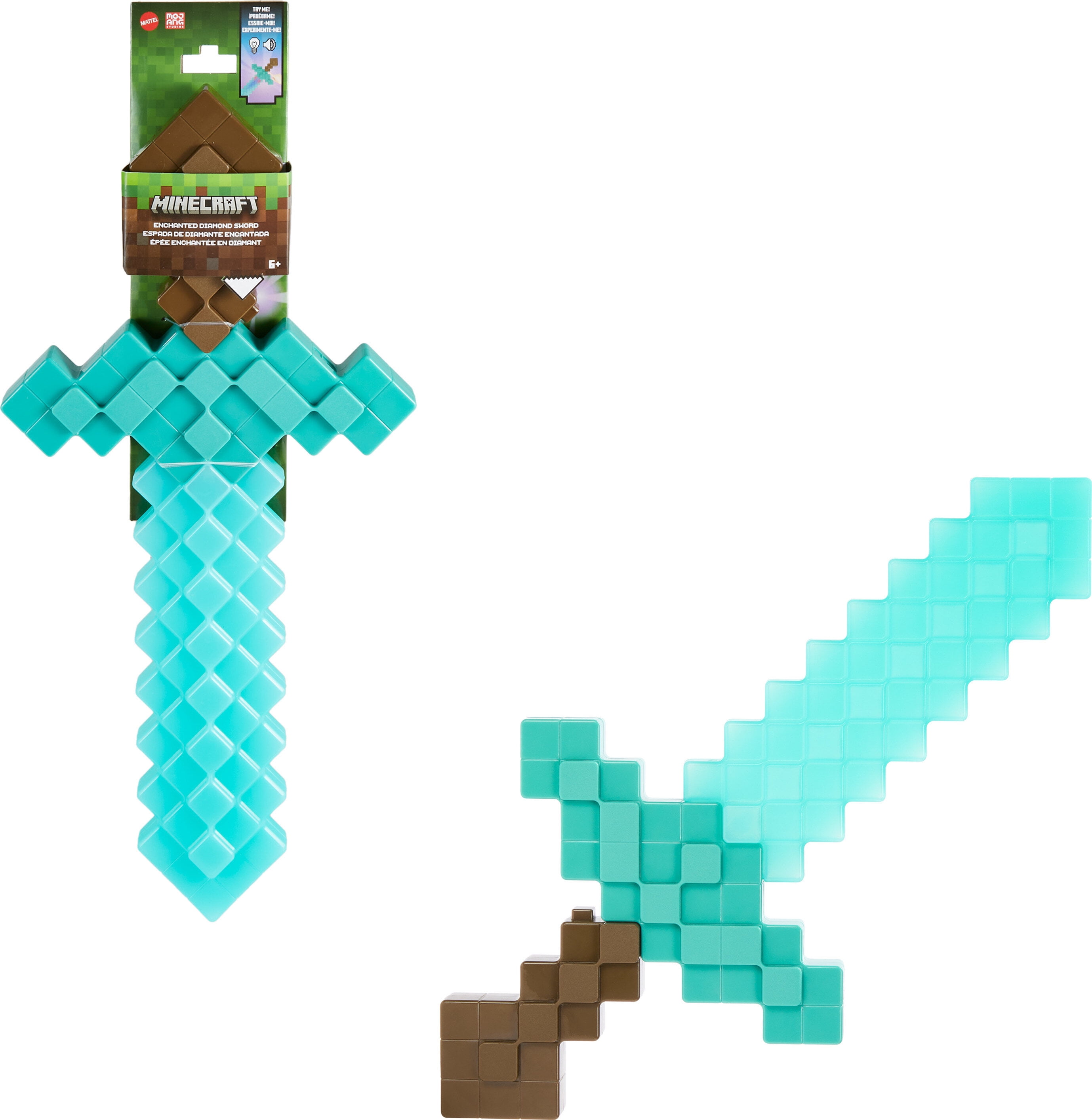 Minecraft Toys, Enchanted Diamond Sword for Role-Play, Lights & Sounds,  Gift for Kids