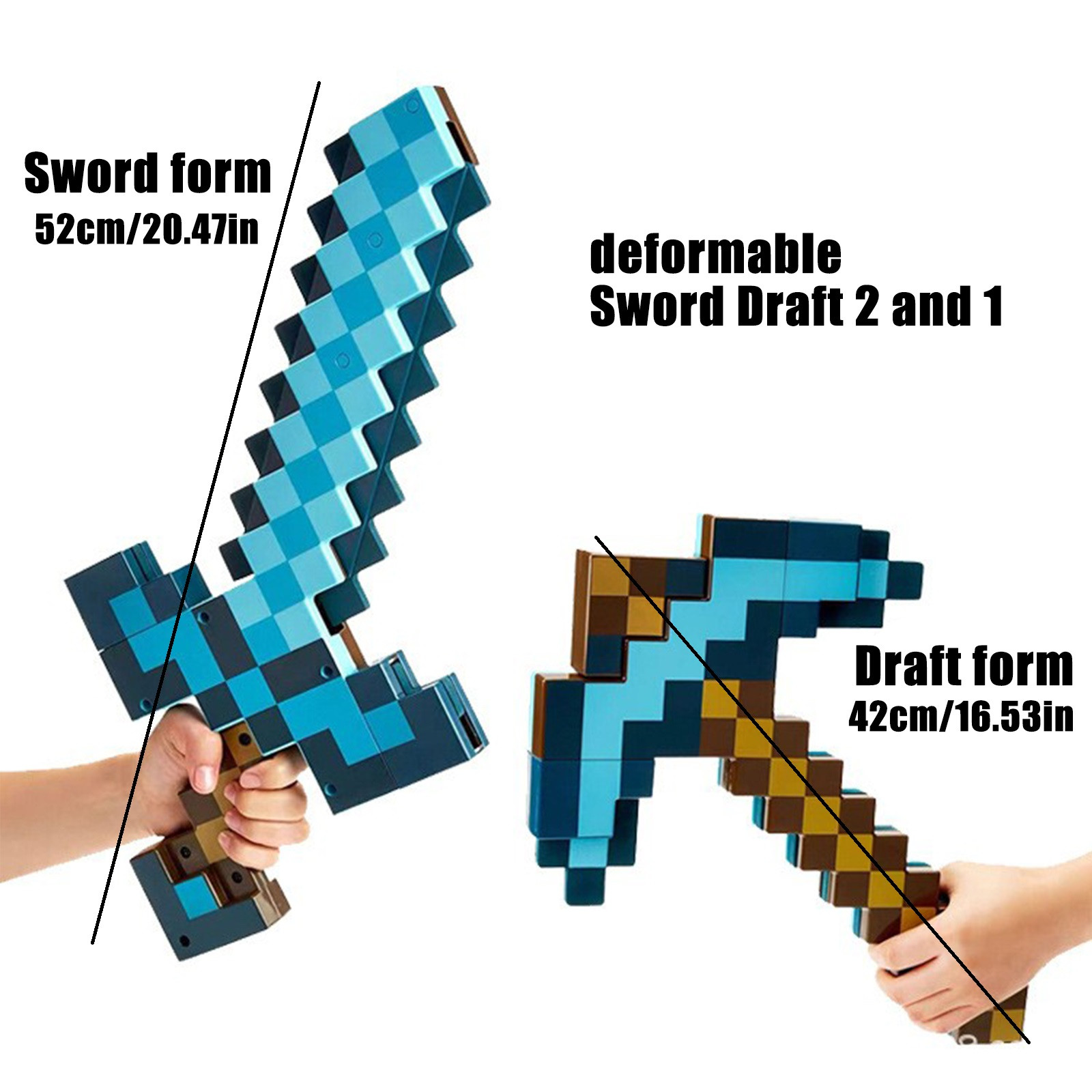 Minecraft Toys,Minecraft Sword and Pickaxe 2-in-1 Toy for Pretend Play & Costumes Inspired by The Video Game