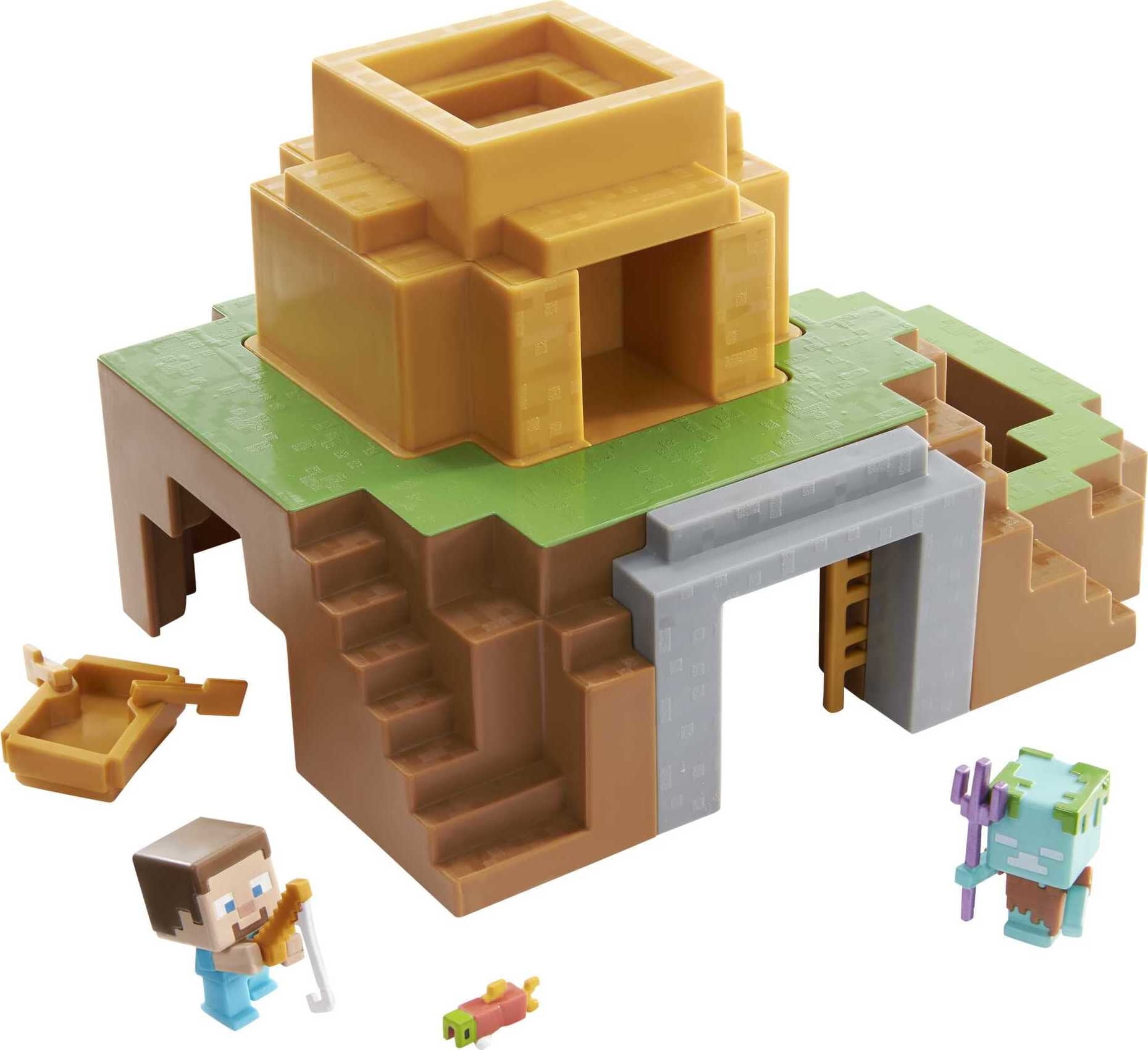 Minecraft Transforming Oasis Playset With Mini Figures Plus Accessories &  Slime 