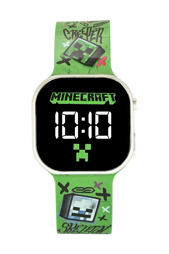 Unisex Childrens LED Watch With Square Caseand Printed Silicone Strap; MIN4335WM
