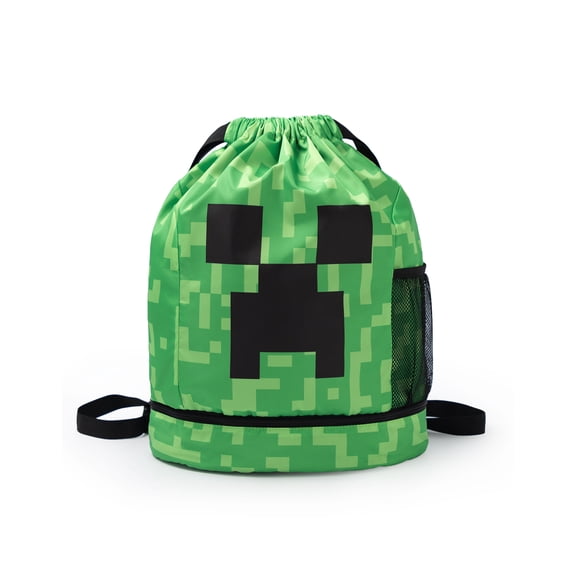 Minecraft Creeper Face Unisex Kids Green Backpack | One Size | Made by Vanilla Underground