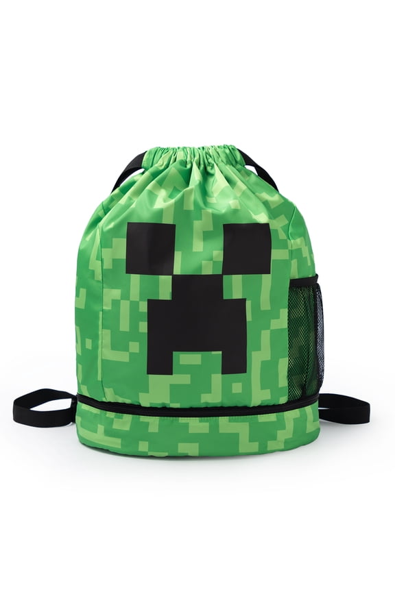 Creeper Face Unisex Kids Green Backpack | One Size | Made by Vanilla Underground