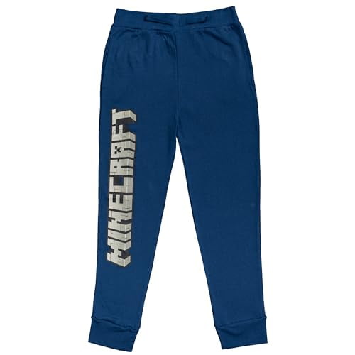 Minecraft Video Game Pants Logo Block Big Letters Boys Navy Sweatpants ...