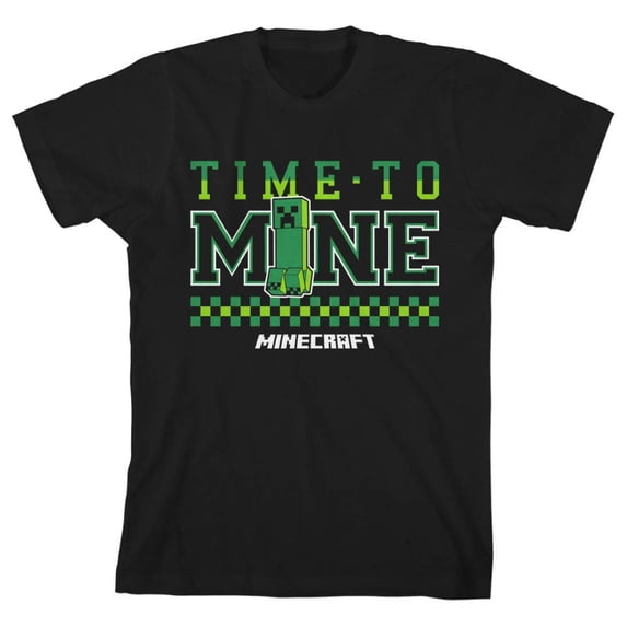 Minecraft Video Game Youth Boys Black Short Sleeve Shirt-XL