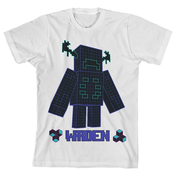 Minecraft Violet Warden Youth Boys White T-Shirt-XL