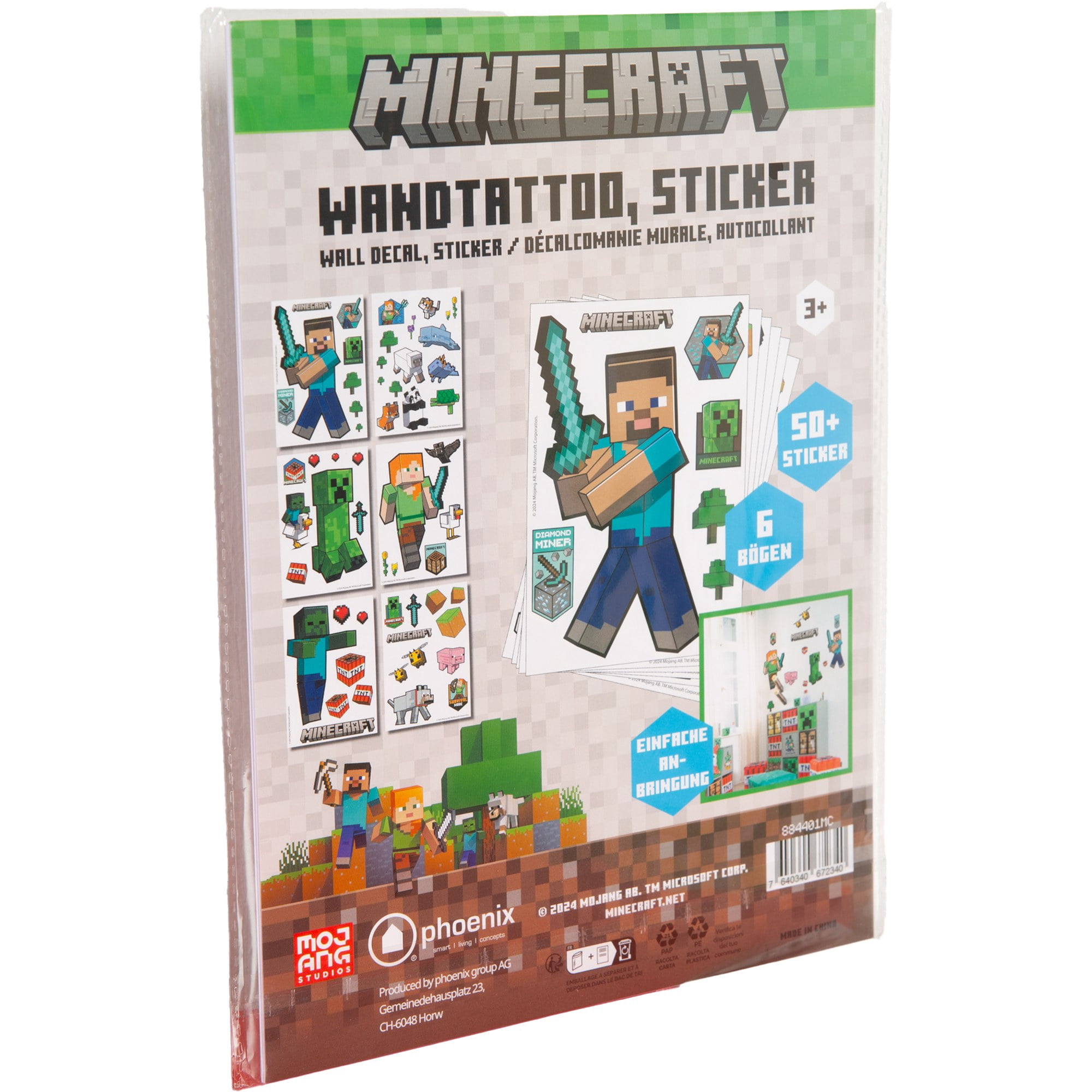 Minecraft: Wall-Clings - 50+ Vinyl Stickers, Wall Decals, Characters ...