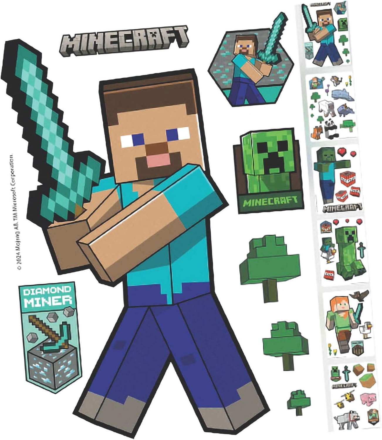 Minecraft WallClings 50+ Vinyl Stickers, Wall Decals, Characters — free download