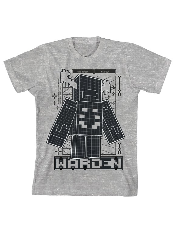 Minecraft Warden Distortion Clash Trend Graphic Youth Boys Athletic Heather Gray T-Shirt-Medium