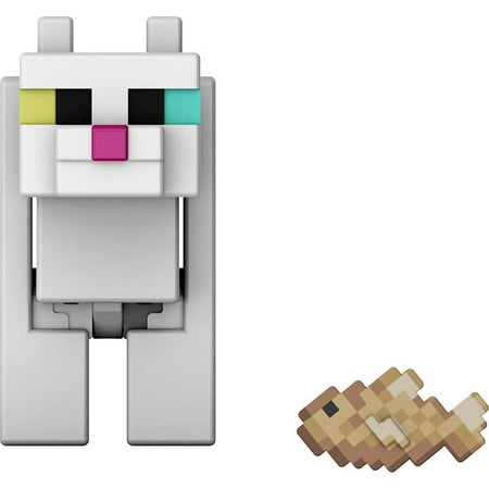 Minecraft White Cat Action Figure & Accessory with Portal Piece, 3.25-in Scale Toy