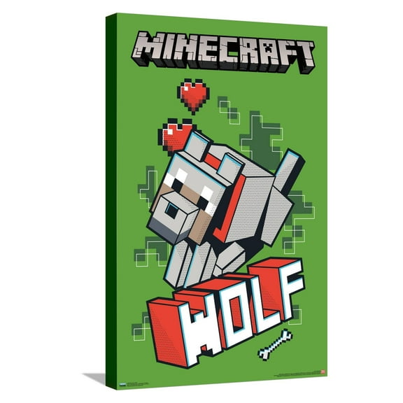 Minecraft - Wolf Canvas Wall Poster, 14.725" x 22.375"