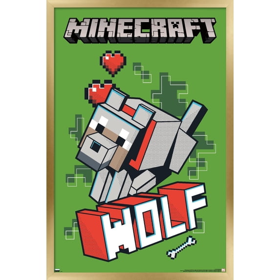 Minecraft - Wolf Wall Poster, 14.725" x 22.375", Framed