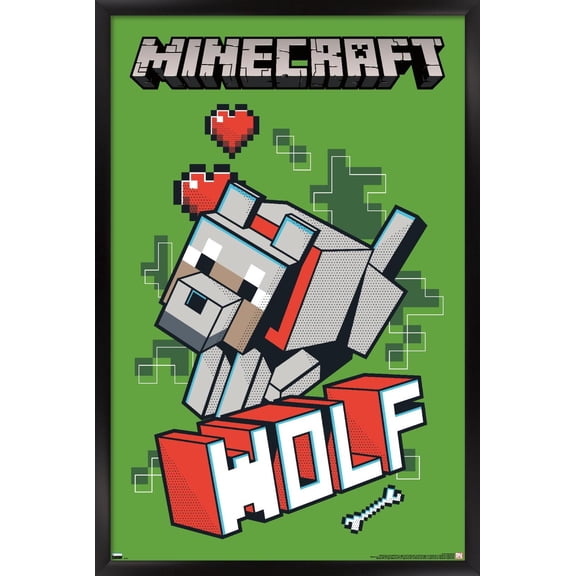 Minecraft - Wolf Wall Poster, 22.375" x 34", Framed