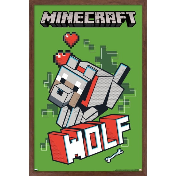 Minecraft - Wolf Wall Poster, 22.375" x 34", Framed