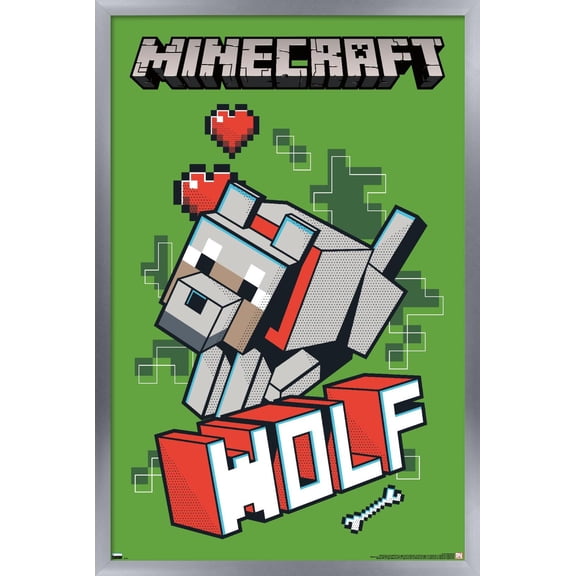 Minecraft - Wolf Wall Poster, 22.375" x 34", Framed