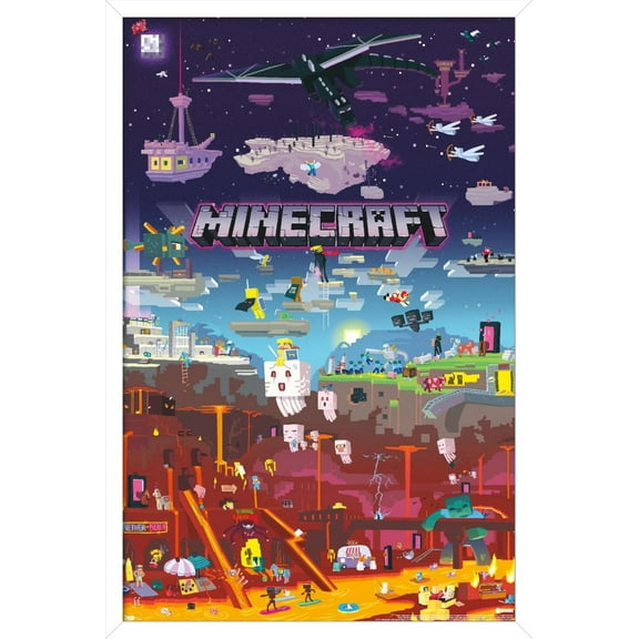 Minecraft - World Beyond Wall Poster, 22.375" x 34", Framed