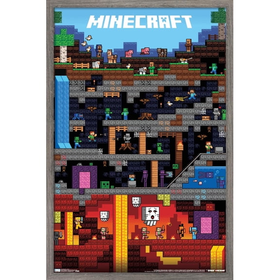 Minecraft - Worldly Wall Poster, 22.375" x 34", Framed