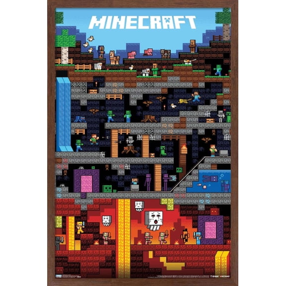 Minecraft - Worldly Wall Poster, 22.375" x 34", Framed