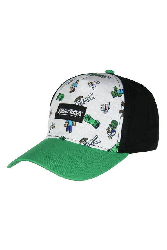 Minecraft Youth Hat Floating Mobs Creeper Skeleton Dog Chicken Snapback OSFM Cap