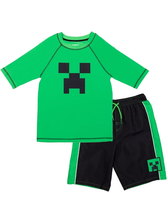 Zombie Big Boys Rash Guard and Swim Trunks Outfit Set Little Kid to Big Kid