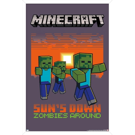 Minecraft - Zombies Around Wall Poster, 22.375" x 34", Framed