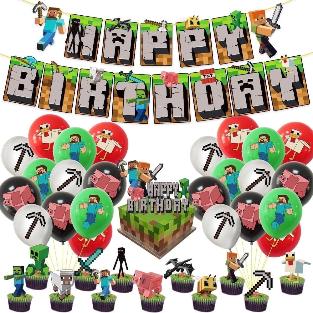 Minecraft game theme birthday party decoration balloon decoration perfect game theme decoration